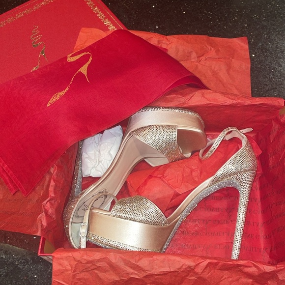 Rene Caovilla 130 MM Crystal Embellished Satin Platform Sandals - Picture 3 of 16